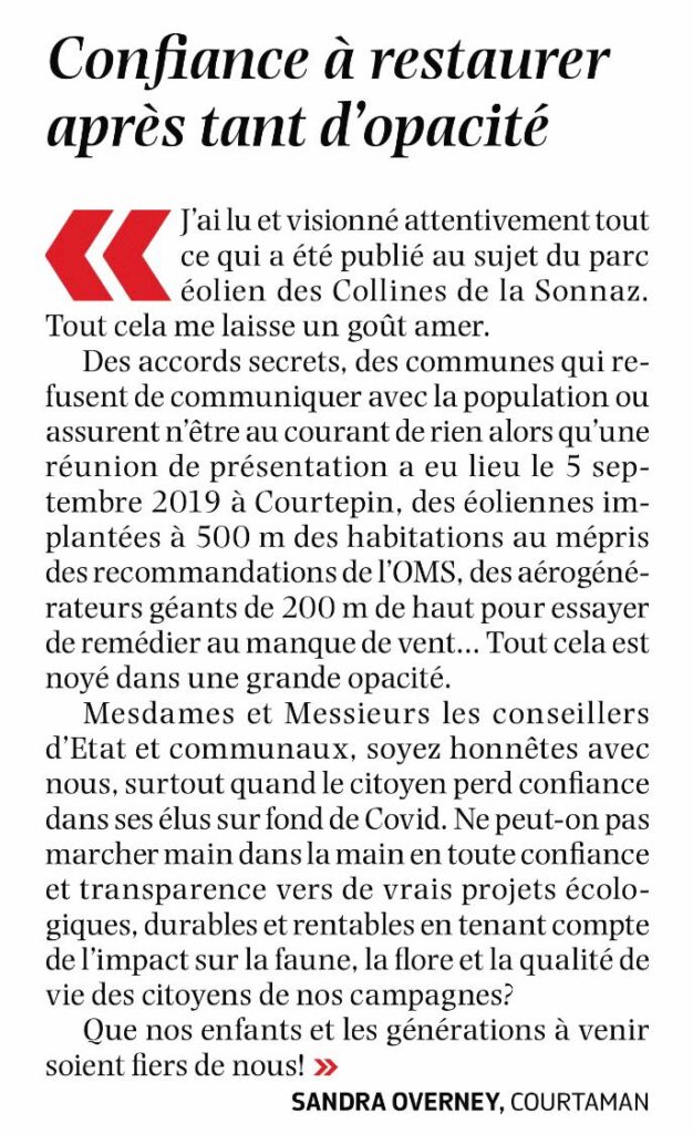 Confiance à rstaurer après tant dopacité